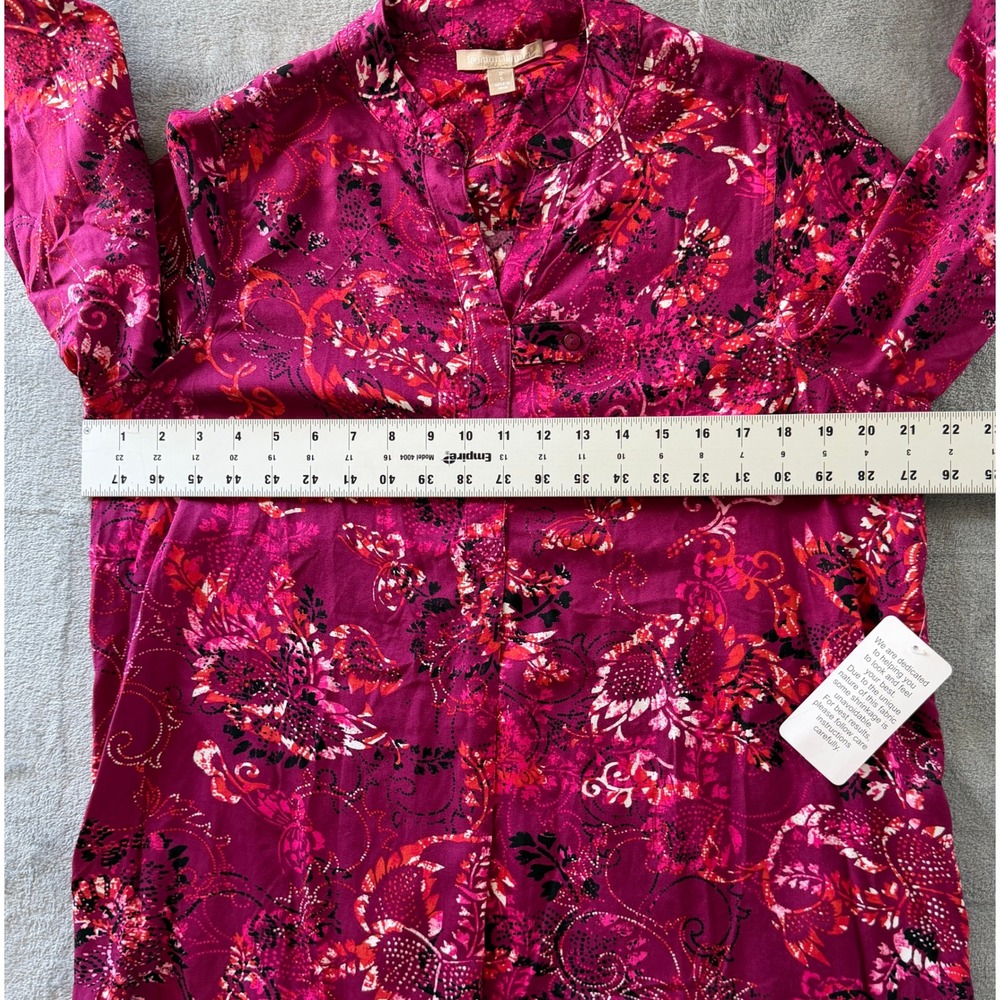 Woman Within Magenta Pink Floral Paisley Tunic Top Popover Shirt Size 12 S New - Picture 6 of 8